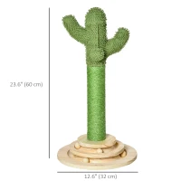 PawHut Cat Scratching Post, Cute Cactus Scratching Post, Nature Sisal Cat Scratcher with Ball Toys for Indoor Cats(m-3)