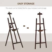 HOMCOM A-Frame Easel of Maximum Height 53", Holds Canvases Up to 43", Painting Studio Art Easel that Tilts up to 75° Degrees for Adults, Beginners, Students, Brown(m-4)