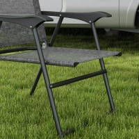 Outsunny 4 Piece Folding Patio Camping Chair Set, Sports Chairs for Adults with Armrests, Mesh Fabric Seat for Lawn, Gray(m-9)