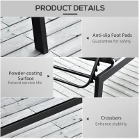 Outsunny Outdoor Chaise Lounge with Wheels, Five Position Recliner for Sunbathing, Suntanning, Steel Frame, Breathable Fabric for Beach, Yard, Patio, Black(m-7)