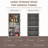HOMCOM 64" 4-Door Kitchen Pantry, Freestanding Storage Cabinet with 3 Adjustable Shelves for Kitchen, Gray Oak(m-4)