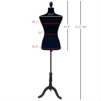 HOMCOM Female Dress Form Mannequin Stand Torso Dressmaker Display Fashion Design Stand (Black)(m-3)