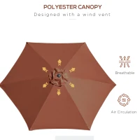 Outsunny 8.5FT Patio Umbrella, Round Garden Parasol with 6 Ribs, Market Sunshade Tilt Canopy w/ Crank Handle for Outdoor, Coffee(m-7)
