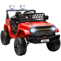 Qaba 12V Ride on Truck, Electric Car for Kids with Remote Control, Suspension, 3 Speeds, USB Music Headlights, Red(m-11)