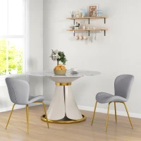 HOMCOM Dining Chairs Set of 2, Modern Accent Chair with Cushioned Backrest, Upholstery for Living Room, Grey(m-8)