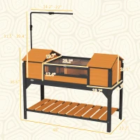 PawHut Tortoise Enclosure Tortoise House with Adjustable Lamp Holder Storage Shelf, Dual Main Houses, Openable Lid, Yellow(m-3)