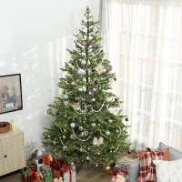 HOMCOM 9ft Artificial Prelit Sparse Cedar Christmas Tree with LED Lights and 4306 Tips, Steel Base for Home Office Holiday(m-8)