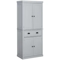 HOMCOM 72" Kitchen Pantry, Freestanding Storage Cabinet with Drawer, Doors, Grey(m-2)