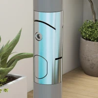 Outsunny 8 Piece Patio Dining Set with Table Umbrella, 6 Folding Chairs and Rectangle Dining Table, Grey(m-9)