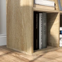 HOMCOM 6-Cubby Bookcase with Seat Cushion, Cube Storage Shelf with Reading Nook for Home Office, Study, Oak(m-9)