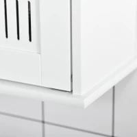 kleankin Medicine Cabinet with Mirror, Bathroom Wall Cabinet with 2 Mirrored Doors, 2 Slat Doors and Adjustable Shelf, White(m-10)