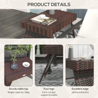 Outsunny Folding Rattan Side Table, Outdoor End Table, Hand Woven PE Rattan Coffee Table for Balcony, Backyard, Garden, Lawn, Courtyard, Brown(m-7)