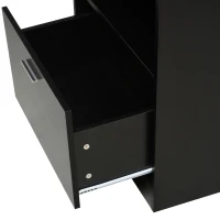 HOMCOM Computer Desk with Printer Cabinet, L-Shaped Corner Desk with Storage, Study PC Workstation for Home Office, Black(m-8)