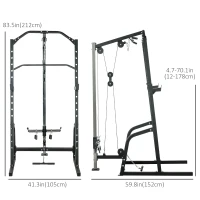 Soozier Power Cage Power Rack with 15-Level Squat Rack, Cable Pulley System, Pull up Stand and Push up Stand(m-3)