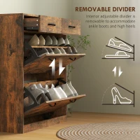 HOMCOM Narrow Shoe Storage with 2 Flip Drawers and Adjustable Shelves Shoe Organizer Cabinet for 12 Pairs of Shoes, Brown(m-6)