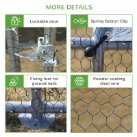 PawHut 9.8' x 26.2' Metal Chicken Coop, Galvanized Walk-in Hen House, Poultry Cage with 1.25" Tube, Waterproof UV-Protection Cover for Rabbits, Ducks(m-7)