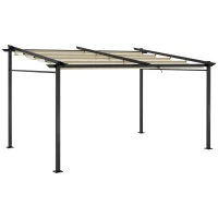 Outsunny Metal Pergola with Sliding Roof Canopy, Retractable Pergola Canopy, 10' x 13', Beige(m-11)
