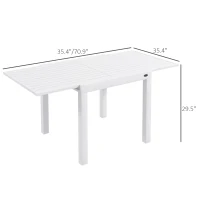 Outsunny Expandable Patio Table, Outdoor Dining Table for 4-6 with Aluminum Frame for Garden, Lawn, Balcony Terrace, White(m-3)