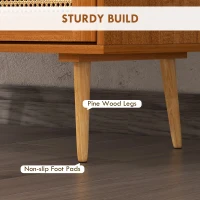 HOMCOM Kitchen Storage Cabinet, Garage Cabinets with 3 Rattan Doors and Adjustable Shelf, Boho Accent Cabinet for Living Room(m-7)