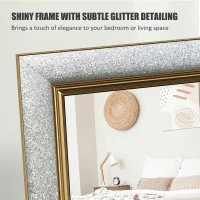 HOMCOM Floor Standing Mirror, Full Body Mirror, Free Standing, Leaning or Wall Mirror with Frame for Bedroom, Silver(m-6)