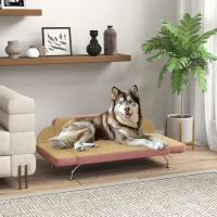 PawHut Dog Sofa Bed w/ Adjustable Armrest & Backrest for Small, Medium & Large Dogs, Pink(m-10)