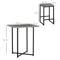 HOMCOM 5 Pieces Bar Table Set, Square Concrete Effect Dining Table Set, Small Kitchen Table and Chairs Set for 4 People, Gray(m-3)