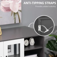 HOMCOM Kitchen Buffet Cabinet, Storage Sideboard with Glass Doors Cupboard, 2 Drawers and 2 Open Shelves, Charcoal Grey(m-7)