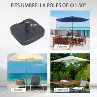 Outsunny Market Patio Umbrella Base Outdoor Parasol Holder Water or Sand Self-Filled Black(m-7)