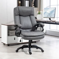 HOMCOM 6 Point Vibration Massage Office Chair with Heat, Microfibre Fabric Comfy Computer Desk Chair, Charcoal Gray(m-2)
