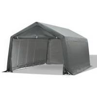 Outsunny 20’ x 12’ Outdoor Temporary Carport Canopy Tent with Durable Construction & Simple Set-up Garden Storage Shelter Gazebo with Side Wall Grey(m-2)
