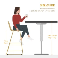 HOMCOM Modern Bar Stools, Metal Wire Bar Height Barstools, 30" Seat Height Bar Chairs for Kitchen with Back and Footrest, Set of 2, Gold(m-7)