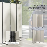 Outsunny Folding Room Divider, Privacy Screen for Patio Backyard Pool Hot Tub, 5.6FT Tall, Cream White(m-6)