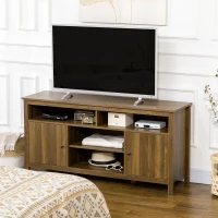 HOMCOM TV Stand for TVs up to 55", TV Unit with Storage Cupboard and Shelves, 55.1" x 15.7" x 27", Walnut(m-8)