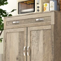 HOMCOM 67" Buffet with Hutch, Modern Kitchen Pantry, Freestanding Cabinet with Glass Doors, Shelves and Drawers, Gray(m-9)