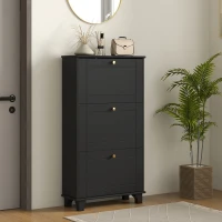 HOMCOM Narrow Shoe Storage with 3 Flip Drawers and Adjustable Shelves, Shoe Cabinet Organizer for 12 Pairs of Shoes, Black(m-8)