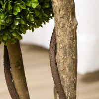 HOMCOM 35.5" Artificial Ball Boxwood Topiary Tree Fake Plant in Pot for Indoor Outdoor Living Room Decoration Light Green(m-9)