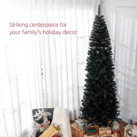 HOMCOM 8 FT Artificial Christmas Tree Pencil Xmas Tree with Stand, 1168 Tips, Holiday Home Indoor Decoration for Party, Black(m-4)