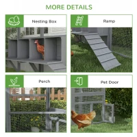 PawHut 9.2' x 6.1' Large Chicken Coop with Nesting Box, Water-Resistant and Anti-UV Cover for 8-12 Chickens, Gray(m-8)