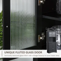 HOMCOM Tall Colonial Style Kitchen Pantry Storage Cabinet W/ Adjustable Shelves Black(m-6)