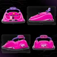 Aosom 12V Kids Bumper Car Twins Motor with Parent Remote Control, Safety Belt, Lights, 360° Rotation, Pink(m-9)