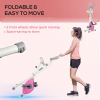 Soozier Foldable Exercise Bike Indoor Stationary Bike w/ 8-Level Magnetic Resistance LCD Screen Phone Holder for Home Gym Pink(m-7)
