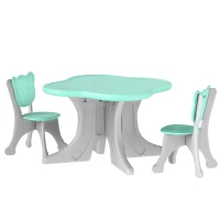 Qaba 3 Piece Kids Table and Chairs Set for 3-6 Years Old, Light Blue(m-1)