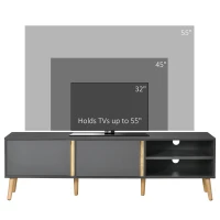 HOMCOM TV Stand for TVs up to 55", TV Cabinet with Shelves and Cable Holes, Entertainment Unit for Living Room, Dark Grey(m-7)
