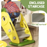 Qaba 3 in 1 Foldable Toddler Slide with Basketball Hoop, Climber, for 1-3 Years Old, Yellow(m-7)