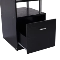 HOMCOM Wood Computer Desk Table Laptop Workstation with Storage Shelf Drawer Office Home Black(m-9)