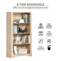 HOMCOM 4-Tier Bookcase, Modern Multi-Purpose Storage Cabinet, Freestanding Display Unit for Study, Living Room, Oak(m-5)