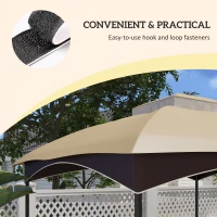 Outsunny 10' x 12' 2-Tier Gazebo Cover, Patio Gazebo Canopy Replacement with Drainage Holes for 84C-210 Series, Beige(m-6)