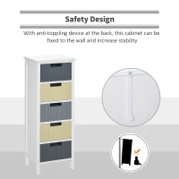 HOMCOM 5-Drawer Dresser, Chest of Drawers, Tower Storage Cabinet for Living Room, Bathroom, Entryway(m-6)
