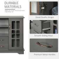 HOMCOM Sideboard Buffet Cabinet, Kitchen Cabinet, Coffee Bar Cabinet with 2 Framed Glass Doors, 2 Drawers and 2 Open Shelves for Living Room, Gray(m-6)