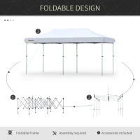 Outsunny 10'x20' Aluminum Pop Up Canopy Tent, Upgraded Thicker Tube Instant Party Tent with Wheeled Bag, 2-Level Adjustable, XL Large Ground Stakes for Events Patio Backyard(m-5)